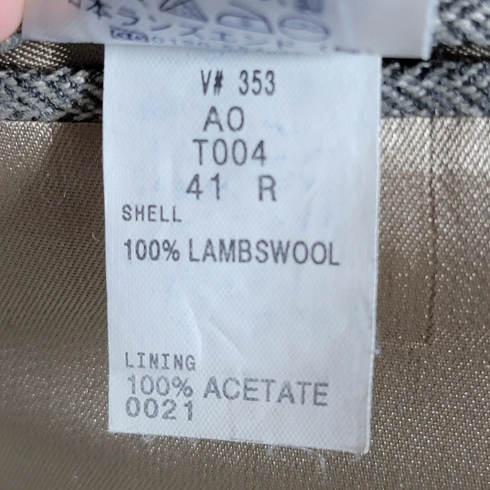 Lands‎ End Men's Sport Coat Blazer Two Button Herringbone Beige Wool Size 41R